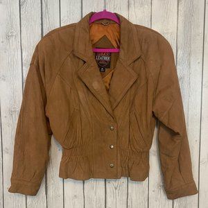 Vintage Lucky Leather LOS ANGELES Women's Brown Leather Jacket Coat, Small